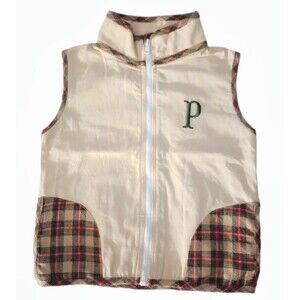 Cream Monogram Zip Up Vest Letter "P" sz 2T Girls Toddler